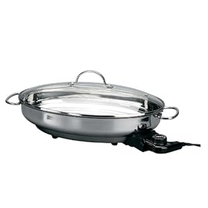 Deni Oval Stainless Steel Skillet 15-Inch by 10-Inch