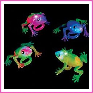12 Soft Flashing Frog Ring Light Up Toys