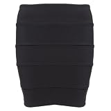 Womens Black Body Con Mini Ladies Tube Skirt Size 8-14