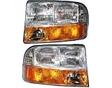 NEW PAIR HEADLIGHT HEAD LAMP 98-04 GMC S15 PICKUP W-FOG