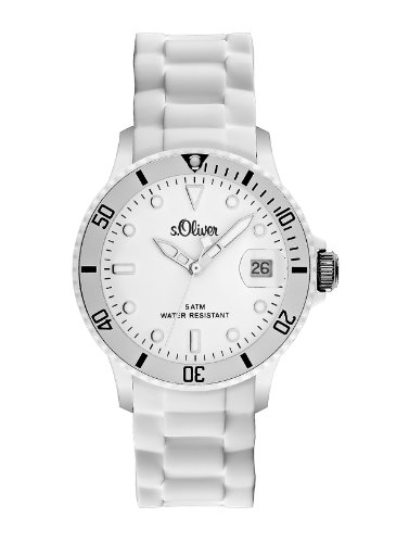 s.Oliver Unisex-Armbanduhr Medium Size Silikon weiß Analog Quarz SO-1935-PQ
