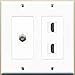 RiteAV - 2 Port HDMI 1 Port Coax Cable TV- F-Type - 2 Gang Wall Plate