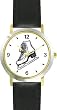 White Figure Skates Ice Skating Theme Ice Skating - WATCHBUDDY&reg; DELUXE TWO-TONE THEME WATCH - Arabic Numbers - Black Leather Strap-Children's Size-Small ( Boy's Size & Girl's Size )