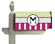 Monogram Peppy Pink & Green Polka Dot Magnetic Mailbox Cover - M