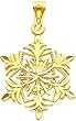 14K Gold Diamond Cut Snowflake Charm
