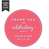 Andaz Press Personalized Circle Labels Stickers, Wedding, Thank You for Celebrating With Us, 40-Pack - Custom Made Any Name, For Baby Bridal Wedding Shower, Anniversary Celebration, Graduation, Outdoor Event, Picnic, Luau, Christmas Hanukkah Holiday Party, Sweet 16 Quinceanera Birthday, Kids Birthday Party, Baptism, Christening, Confirmation, Communion Party Favors, Gifts, Boxes, Bags, Treats and Presents