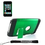 (2nd Generation) Ultra Thick 1mm Premium Skin Case Cover with Screen Protector for iPod Touch 2 and Touch 8 gb 8gb 16 gb 16gb 32 gb 32gb MP3 Player Includes a Determination Hand Strap Green - Black