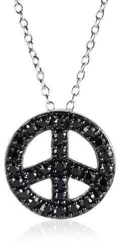 Black Cubic Zirconia Peace Sign Pendant
