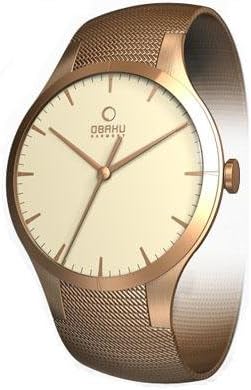 Obaku Harmony Womens Titan Glass Watch - Rose Gold Band / Light Cream Face - V100LVIMVS-013
