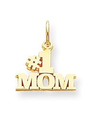 10K Yellow Gold #1 Mom Charm Polished Mother Jewelry