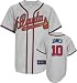 Chipper Jones Jersey: Adult 2010 Majestic Road Grey Replica #10 Atlanta Braves Jersey - Small
