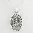 Oval Tree of Life Pendant in Sterling Silver on a 16" Box Chain, #8532