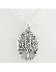 Oval Tree of Life Pendant in Sterling Silver on a 16" Box Chain, #8532