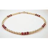 9 Carat RUBY Gold Filled Gemstone Anklets Ankle Bracelets w  Adjustable 1 Inch Extension