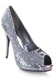 Silver Sequins Sparkle Sexy Peep Toe High Heels 7.0 M