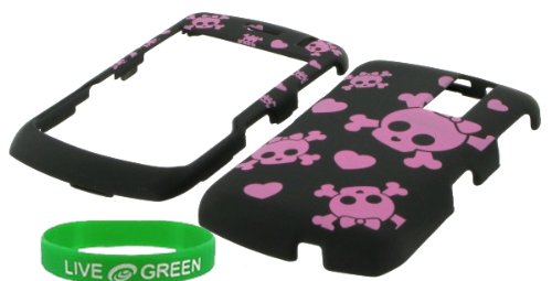 Black with Pink Skull Design Rubberized Hard Case for RIM BlackBerry Curve 8330 8300 Phone, Sprint Verizon Wireless
