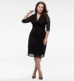 Plus Size 34 Sleeved Scalloped Boudoir Lace Dress In Black Lace  Black Lining  Size 2X