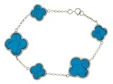 Sterling Silver Turquoise Clover Bracelet