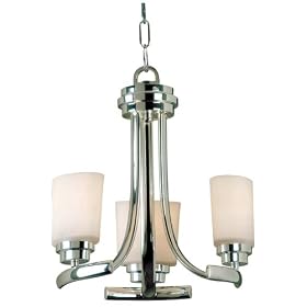 Kenroy Home 90373PN Bow Three-Light Chandelier, Polished Nickel with White Opal Globes by Kenroy Home
