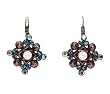 Earrings - E40 - Gold Tone Spirals with Swarovski Crystal Stones ~ Blue Zircon