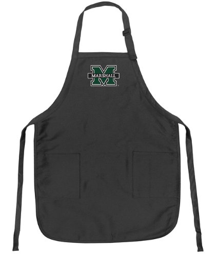 Marshall University Apron NCAA College Logo Black Marshall Herd TOP RATED for Grilling, Barbecue, Kitchen and Cooking Best Unique Gifts for a Man, Men, HIM HER Women, Ladies. GIFT IDEA!