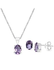 2.55 Carat Amethyst Oval Shape .925 Sterling Silver Earring & Pendant Set