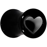 4 Gauge Black Acrylic Hollow Heart Saddle Plug