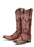 Lane Boots Wild Ginger Red with Ivory Stitching Leather Fashion Cowgirl Boots
