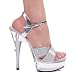 Silver High Heel Hook Glitter Sandal 6 Inch Heel Womens Sexy Shoes