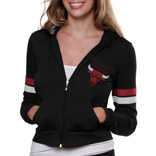 NBA Chicago Bulls Women's Clearly Fan Full Zip Hoodie - Black (Medium)