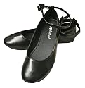 Ladies Stylish Casual / Fashion Ballerina Flat Shoes / Pumps in Shiny Black with Back Ankle Strap..
