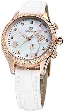 Fashion Luxury Crystalline White Genuine Leather Womens Watch