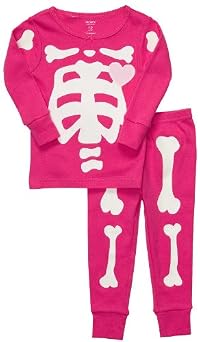 Carter's Girls Pink Skeleton Halloween Pj's 2t-5t (4t)