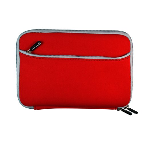 Red Mivizu Apple iPad tablet case neoprene cover for Apple iPad Wifi / 3G Model 16GB, 32GB, 64GB with dual zipper and front pocket