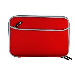 Red Mivizu Apple iPad tablet case neoprene cover for Apple iPad Wifi / 3G Model 16GB, 32GB, 64GB with dual zipper and front pocket