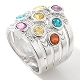 Sterling Silver / 18K Gold or Rhodium Colored Cubic Zirconia Scatter Ring