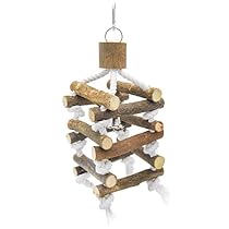 Niteangel 3-level Parrot Climbing Tower, Wooden Bird Swing
