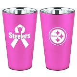 NFL Pittsburgh Steelers 16-Ounce Breast Cancer Awareness Lusterware Pint Glass Set