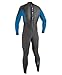O'Neill Youth Reactor 3/2mm Back Zip Full Wetsuit, Graphite/Bright Blue/Graphite, 10