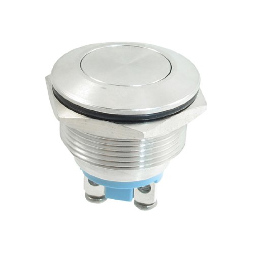 uxcell® 22mm Flush Mounted Momentary SPST Stainless Steel Round Push Button Switch