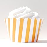IMAGE OF Dress My Cupcake Orange Striped Cupcake Wrappers, Set of 12 - Toppers, Boxes, Display, Tree