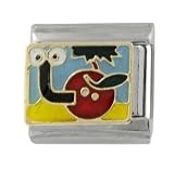 SilverBin Enamel Paint Abstract Surrealist Stainless Steel Italian Charm Link