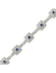Sterling Silver Blue And Clear CZ Bracelet - 7.25 Inch