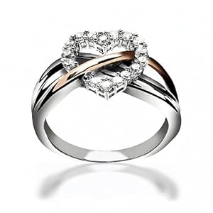 Bling Jewelry Sterling Silver CZ Heart Ring with Gold Vermeil Accent-7
