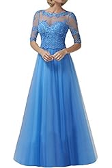 Tulle Floral Print Lace Illusion Natural   Waistline Evening Dress 