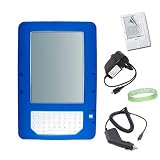 Blue Kroo Amazon Kindle 2 E-Book Reader Silicone Rubber Skin Cover + Travle / Wall Charger + Car Charger + Custom Fit Screen Protector + A Live*Laugh*Love Wrist Band!!! (Kindle 2 Not Included)