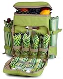 Picnic & Beyond Springtime Large Elegant Insulated Backpack for Four w/Waterproof Blanket