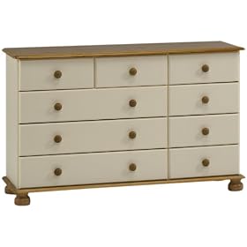 Chest with 2/3/4 Drawers with Cream MDF and Pine Stained Lacquer