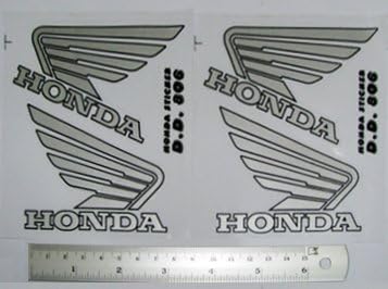 2 X Pair Honda Wing Left & Right Decal Sticker Silver