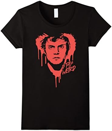 Women's Official Evan Peters "Stay Weird" Tee Medium Black